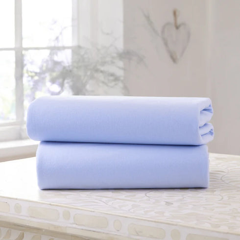 Clair De Lune 2 Pack Moses Basket Sheets - 74 x 30 cm Blue